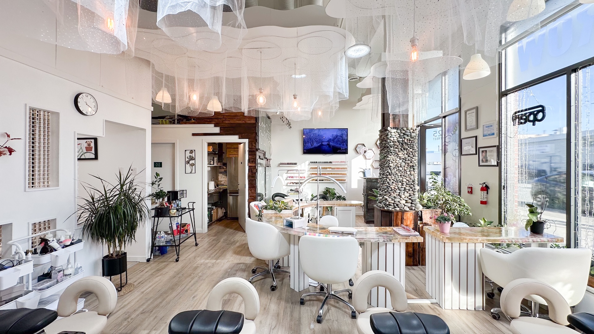 Open manicure studio and plant-filled salon at Jovial Nail Beauty